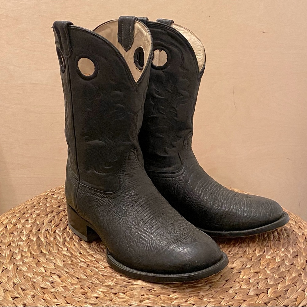 Villa Boots Black Leather Men’s Western Cowboy Boots Size 10 EE